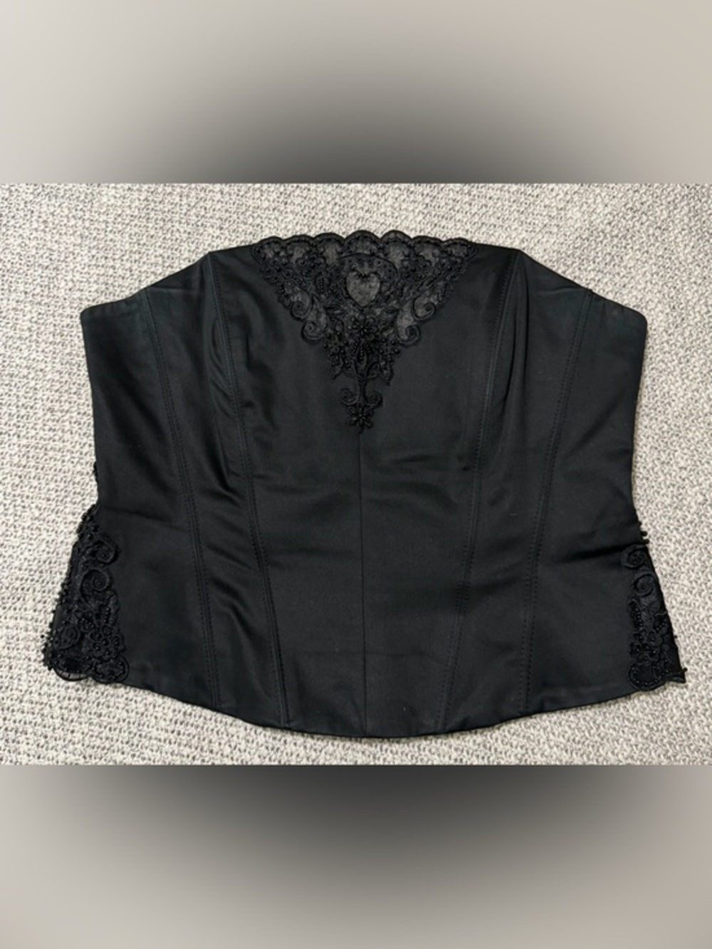 NEXT Y2K Black Beaded Lace Boned Corset Top UK 16/ US 12 / euro 44